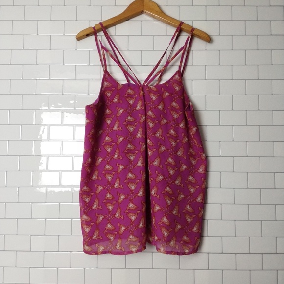 COPY - Entro strappy chiffon tank birds chickens sz lg - Picture 3 of 4